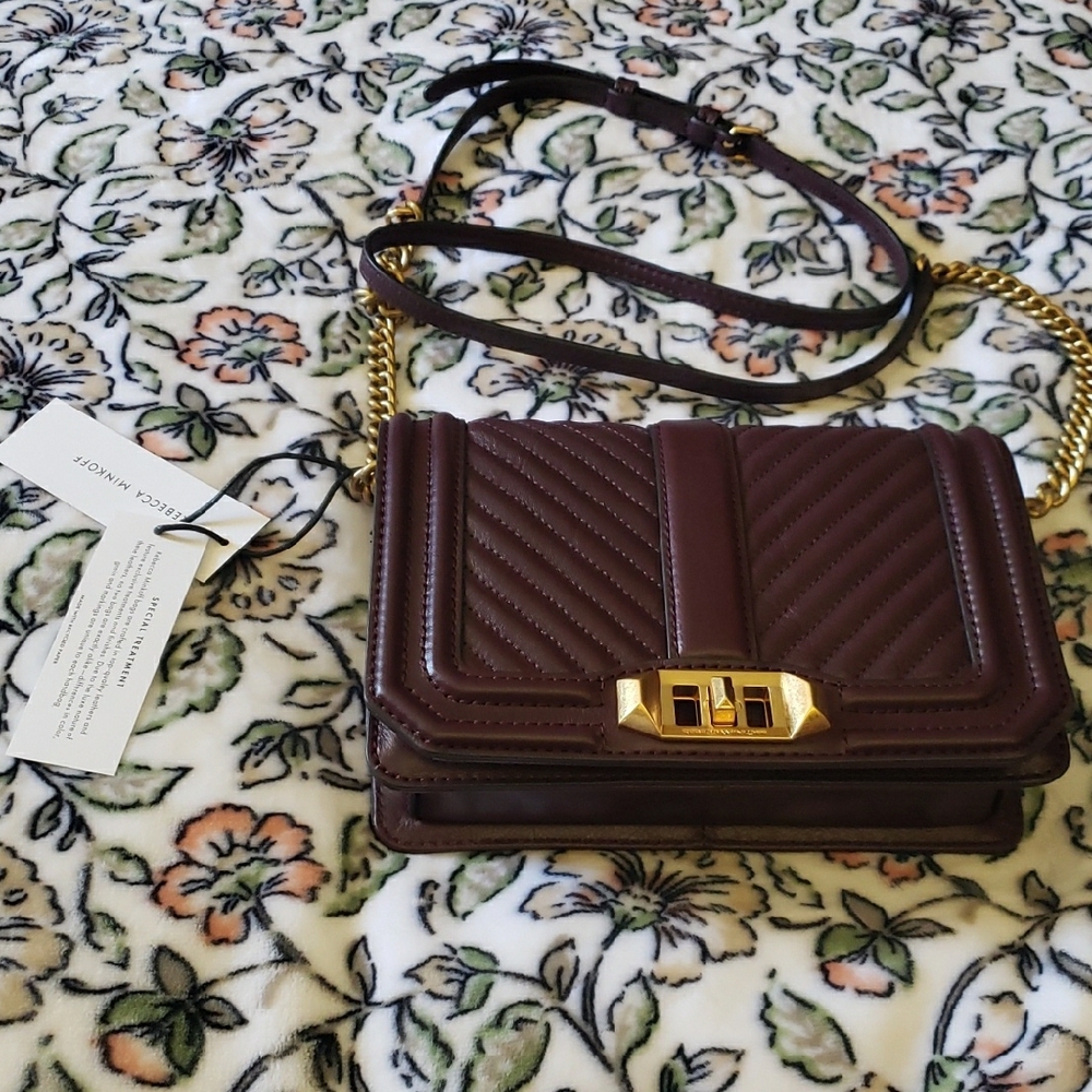 Rebecca Minkoff Brown Gold Quilted Crossbody Bag